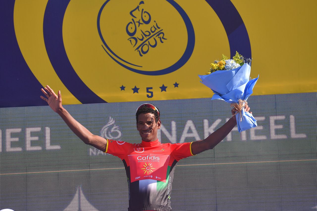 Daniel Teklehaimanot in the intermediate sprints jersey