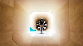 Josh riding a Dare VA-AFO in the wind tunnel