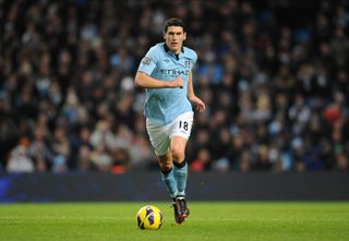 Gareth Barry in action for Manchester City against Everton, 2012