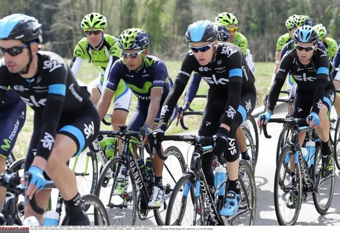 Nairo Quintana (Movistar) and Chris Froome (Sky) side by side