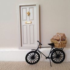 wooden door mini letterbox and tiny doorknocker
