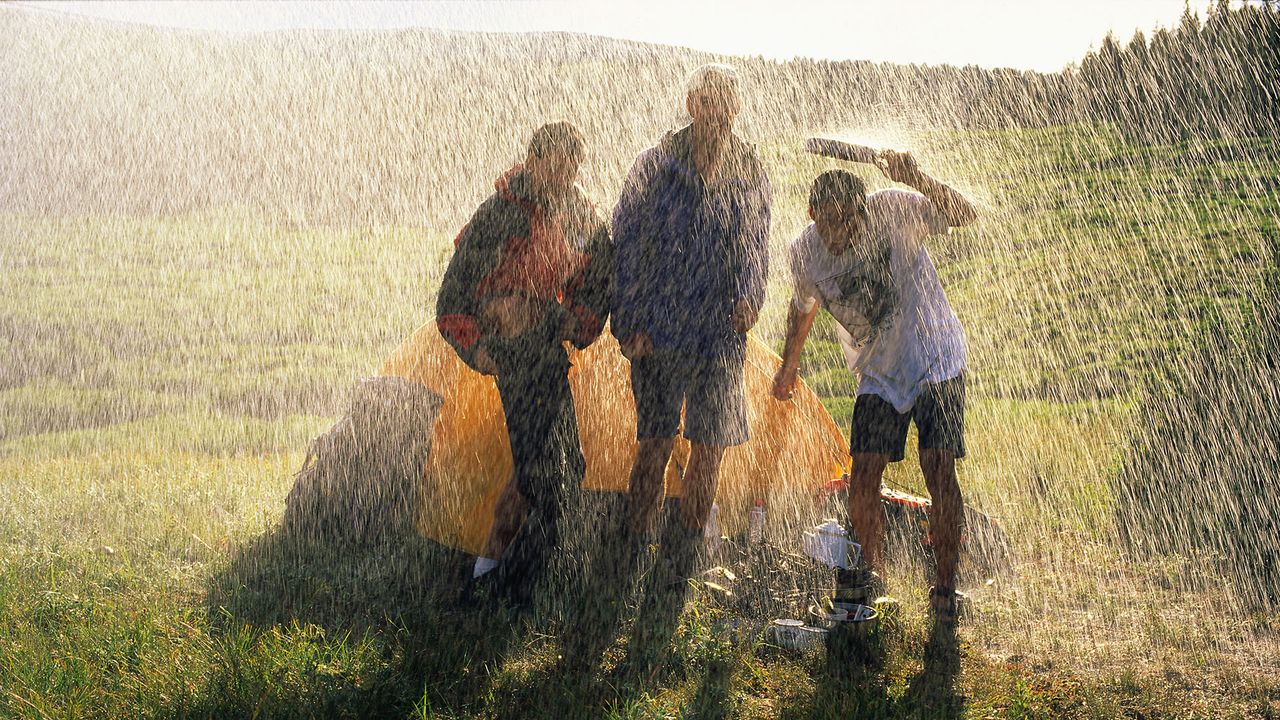 Campers Caught in a Downpour