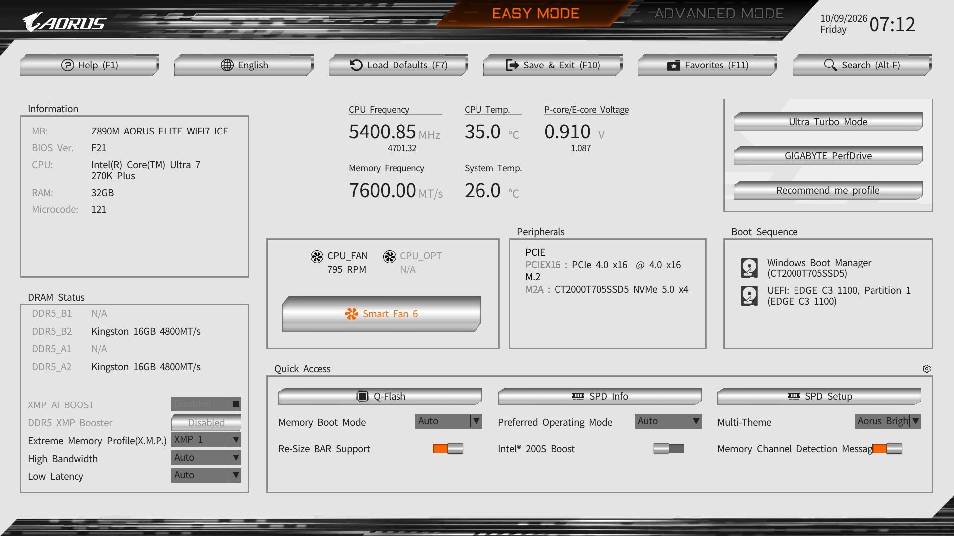 Gigabyte Z890M Aorus Elite Wifi7 Ice - BIOS