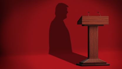 Donald Trump silhouette at rostrum 