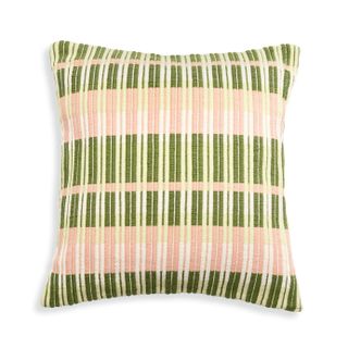 Habitat Midcentury Woven Stripe Cushion - Green - 43x43cm