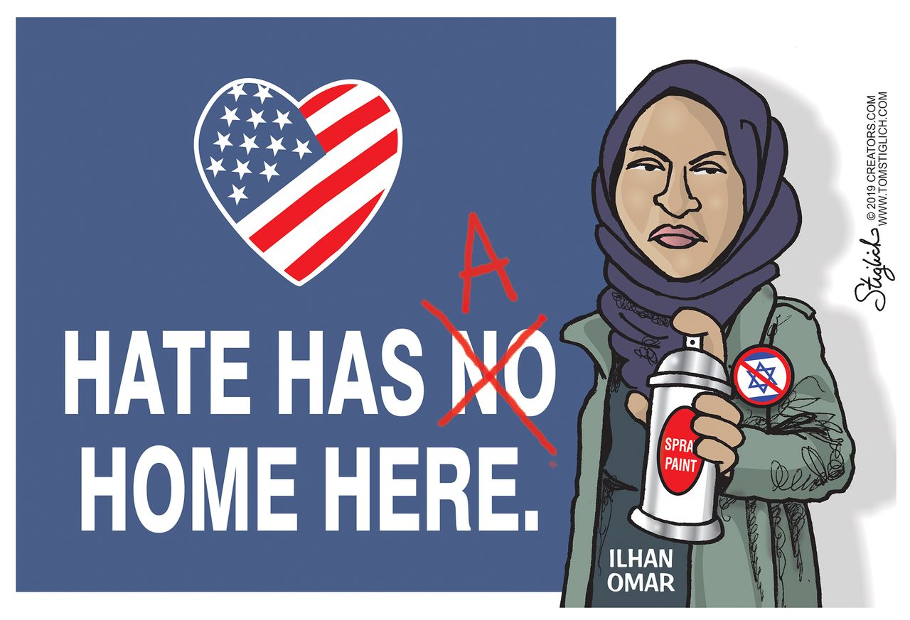 Political Cartoon U.S. Ilhan Omar Anti-Semitic Comments