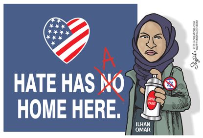 Political Cartoon U.S. Ilhan Omar Anti-Semitic Comments