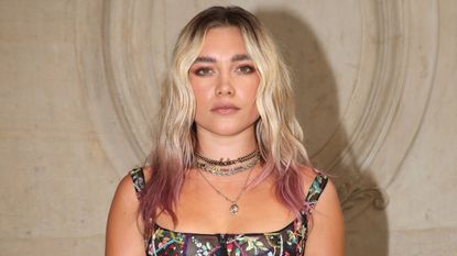 Florence Pugh attends the Christian Dior Haute Couture Fall/Winter 2021/2022 show as part of Paris Fashion Week on July 05, 2021 in Paris, France.