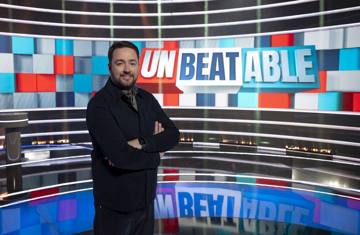 Jason Manford on the set of shiny new BBC1 quiz show Unbeatable.