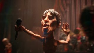 An animated marionette of Red Hot Chili Peppers' Anthony Kiedis in "Can't Stop" from Love, Death and Robots season 4 