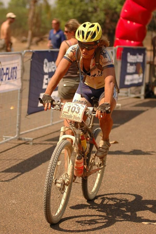 Lisa Pleyer reaches the finish