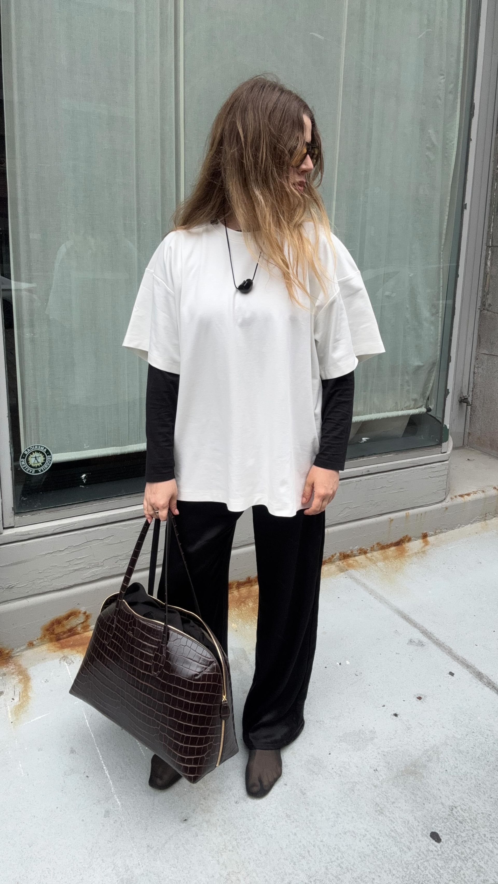 Christina Grasso wearing the T-shirt layering trend