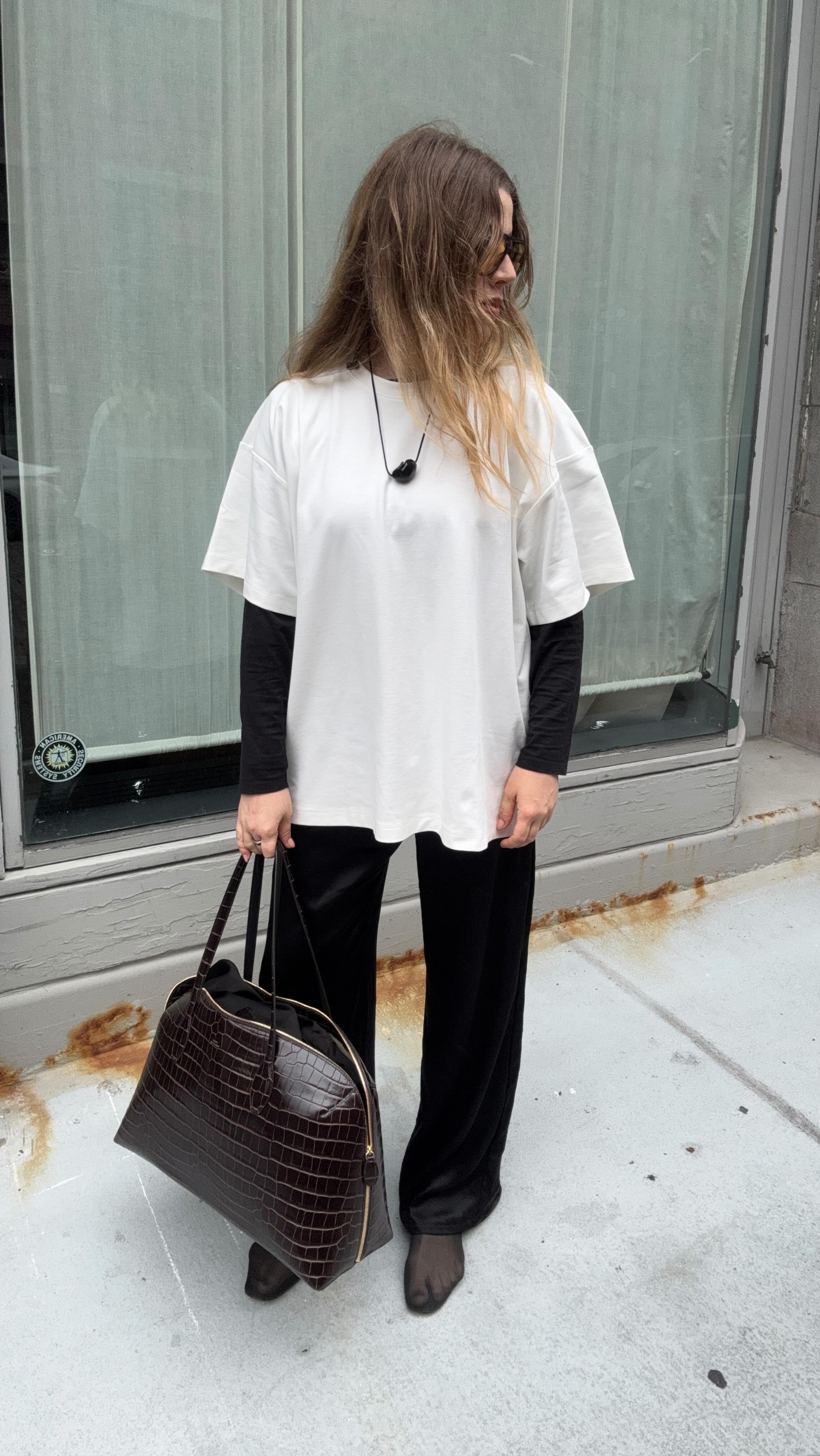 Christina Grasso wearing the T-shirt layering trend
