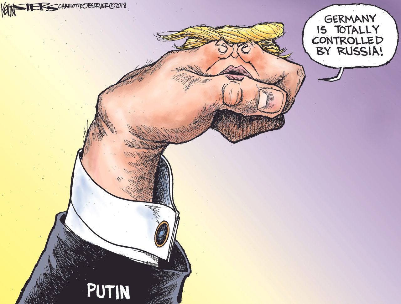 Political Cartoon U.S. Trump Putin Germany NATO summit