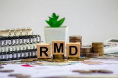 the letters RMD on wooden blocks on a desk next to notebooks and a plant