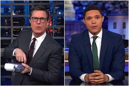 Stephen Colbert and Trevor Noah puzzle out Trump's post-Mueller strategy of being a jerk