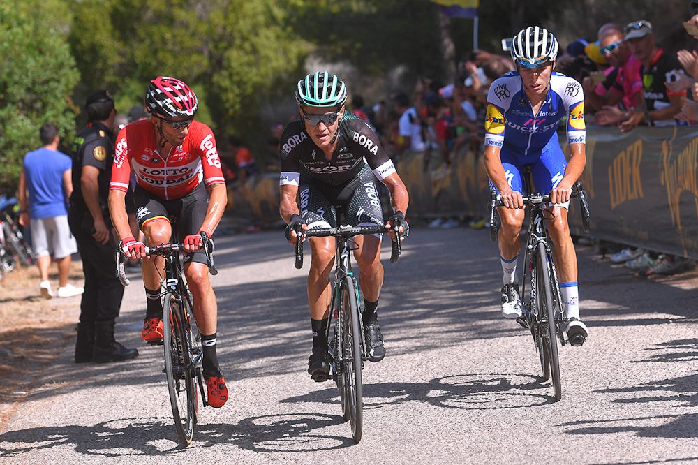 Enric Mas, Tomasz Marczynski and Pawel Poljanski in the final breakaway of the day