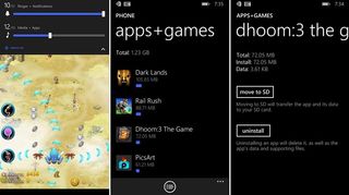Windows Phone 8.1 independent volume controls and Move to SD Card feature