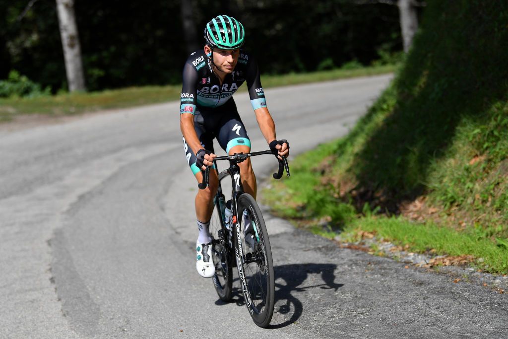 SAINT MARTIN DE BELLEVILLE FRANCE AUGUST 14 Lennard Kamna of Germany and Team Bora Hansgrohe during the 72nd Criterium du Dauphine 2020 Stage 3 a 157km stage from Corenc to Saint Martin de Belleville 1419m dauphine Dauphin on August 14 2020 in Saint Martin de Belleville France Photo by Justin SetterfieldGetty Images