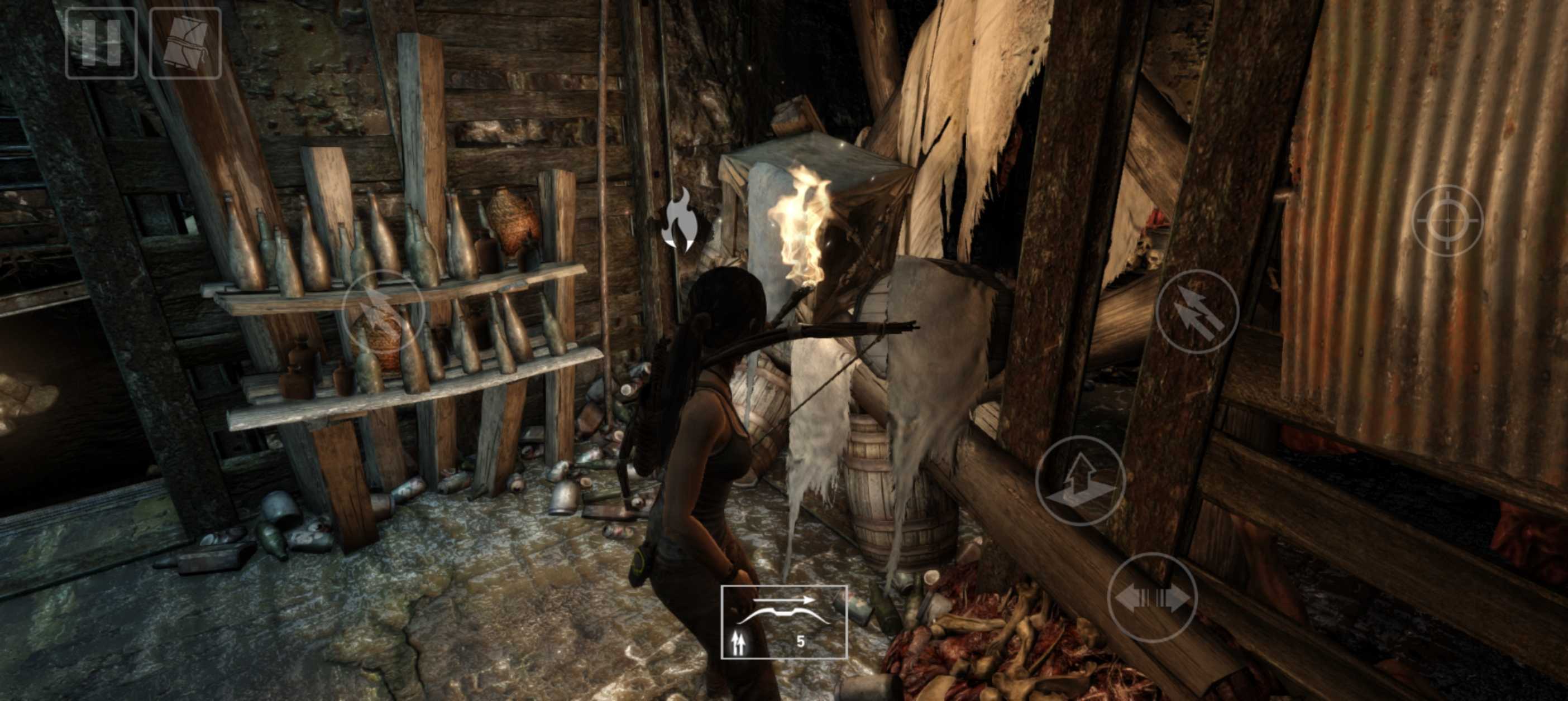 An in-game screenshot of the Tomb Raider mobile port.