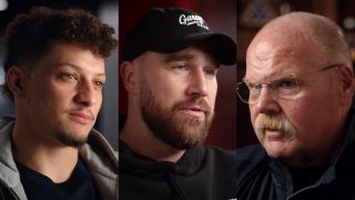 From left to right: Patrick Mahomes, Travis Kelce and Andy Reid in The Kingdom. 