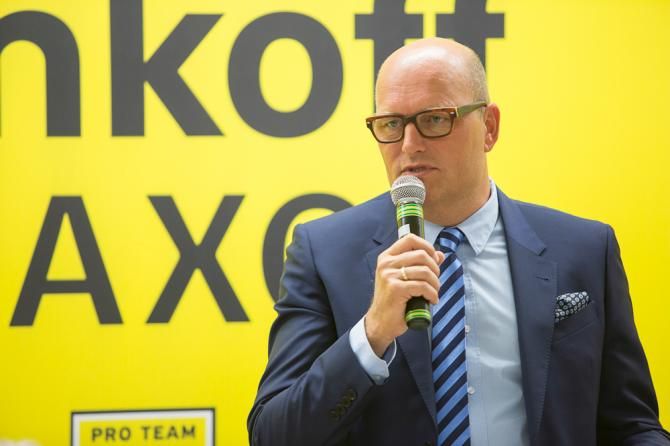 Tinkoff-Saxo jersey presentation in Moscow.