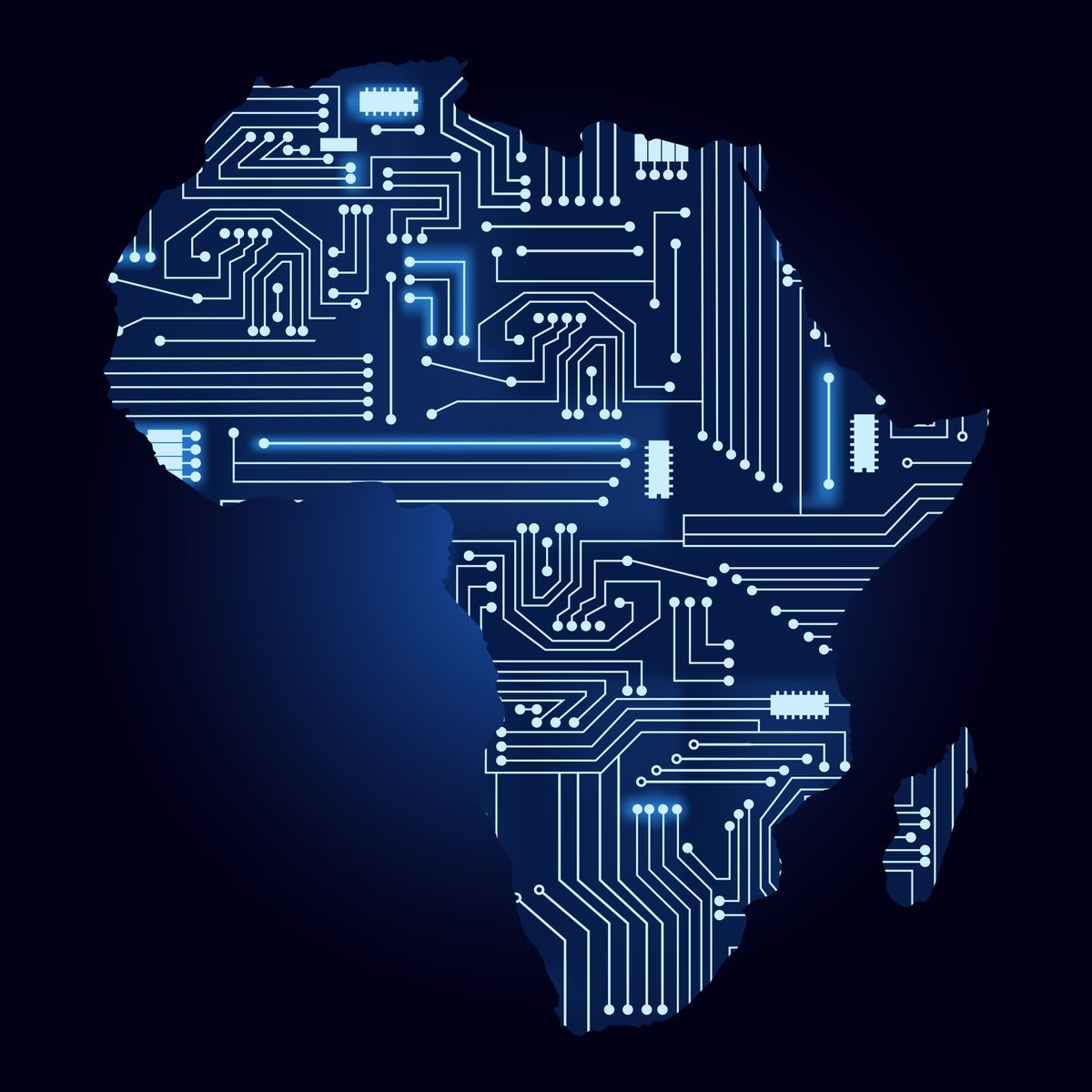 An image of Africa in the style of circuit boards