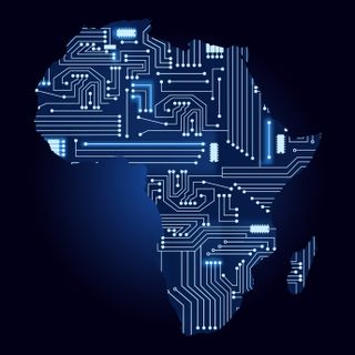 An image of Africa in the style of circuit boards