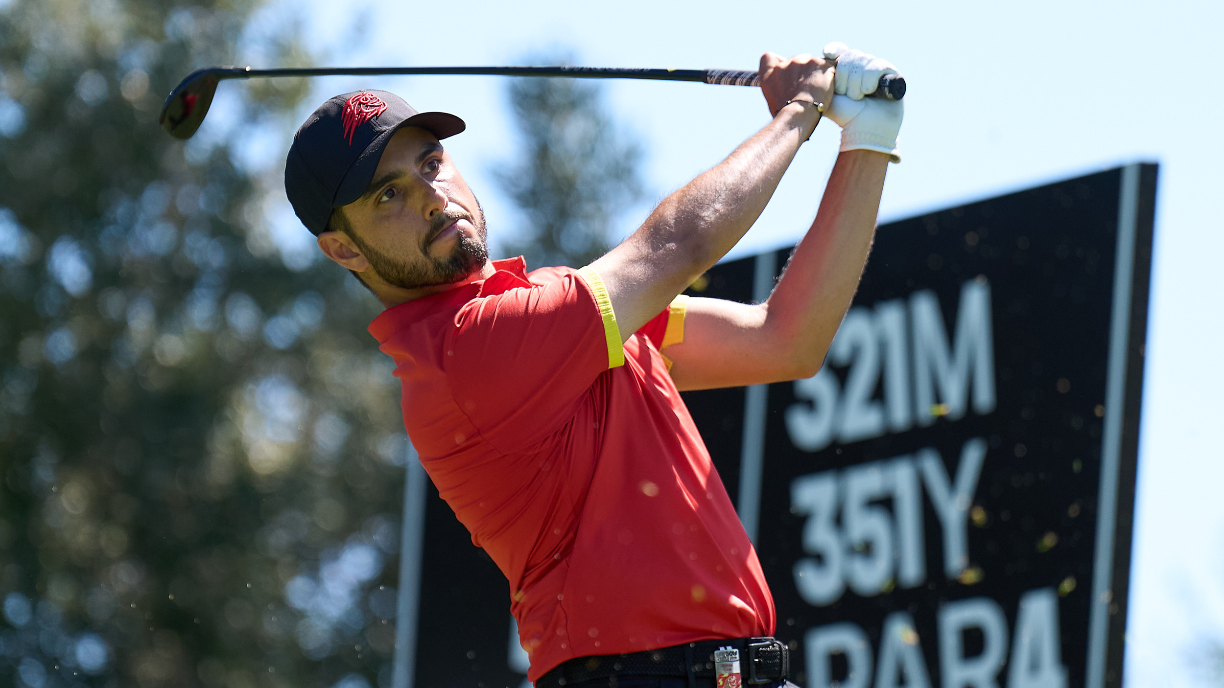 Abraham Ancer holds his finish on a tee shot