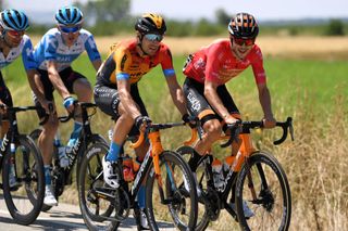 VILLADIEGO SPAIN JULY 29 Mikel Landa Meana of Spain and Team Bahrain McLaren Gotzon Martin Sanz of Spain and Team EuskaltelEuskadi Red Mountain Jersey during the 42nd Vuelta a Burgos 2020 Stage 2 a 168km stage from Castrojeriz to Villadiego VueltaBurgos on July 29 2020 in Villadiego Spain Photo by David RamosGetty Images