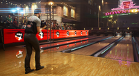 A promotional screenshot of PBA Pro Bowling 2026 on Xbox showing a man preparing to take a shot. 