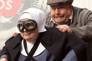 Programme Name: Call the Midwife - TX: 03/03/2013 - Episode: n/a (No. 7) - Embargoed for publication until: 26/02/2013 - Picture Shows: Sister Evangelina (PAM FERRIS), Fred (CLIFF PARISI) - (C) Neal Street Productions - Photographer: Laurence Cendrowicz