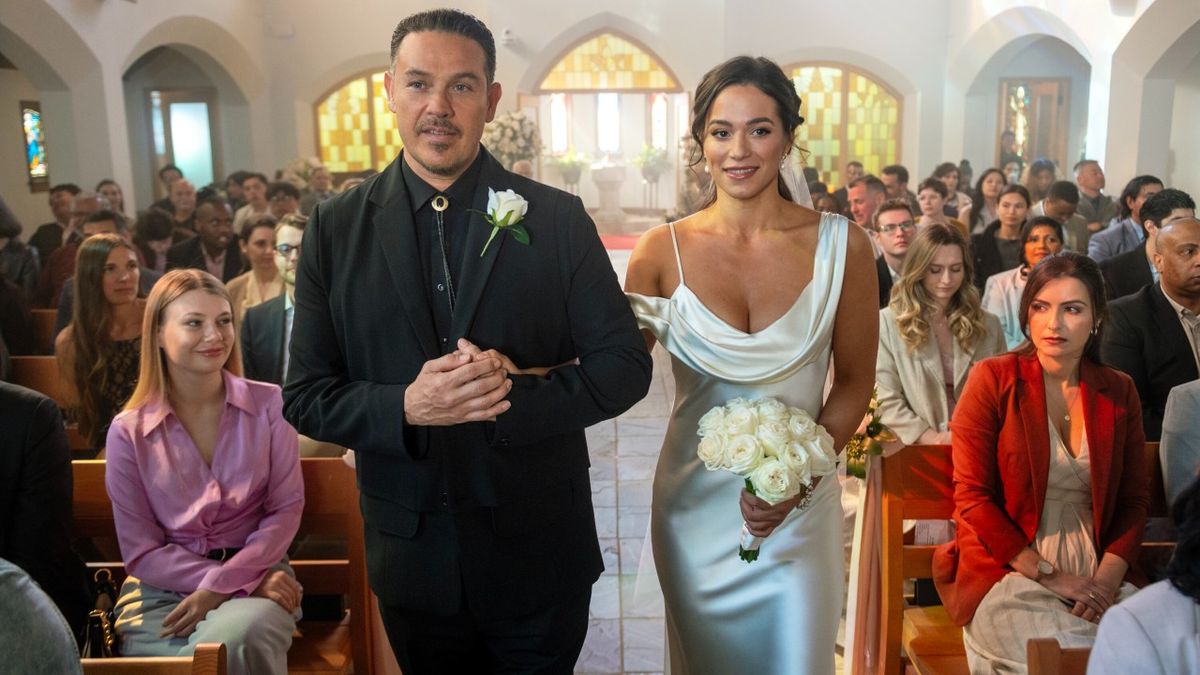 Manny walking Gabriela down the asile at her wedding in Fire Country&#039;s Season 2 finale.