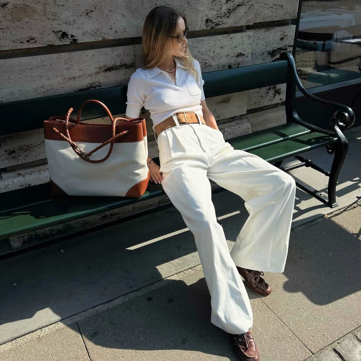 An image of an all-white outfit for women. 