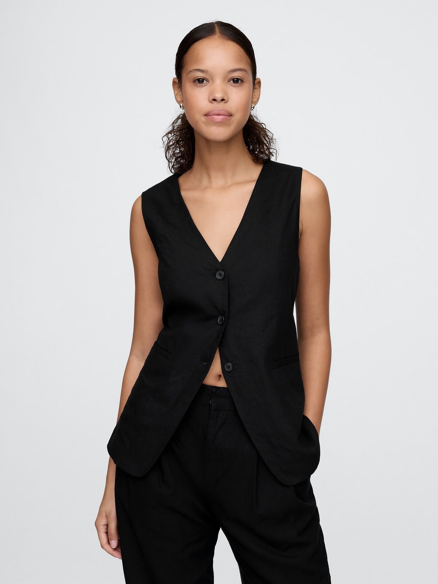 Gap, Linen-Blend Longline Vest