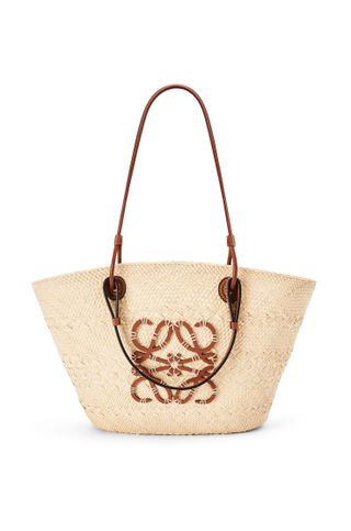 Loewe, Anagram Basket bag in iraca palm and calfskin
