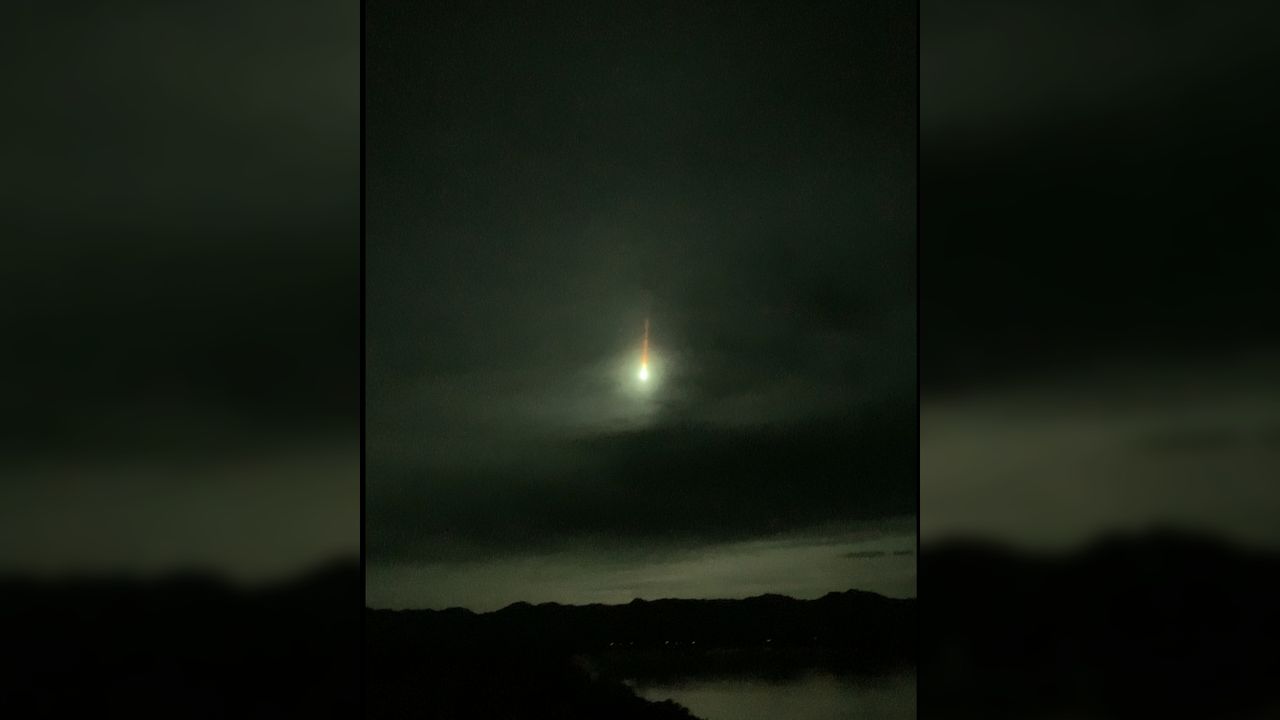A screenshot of the meteor streaking across the sky
