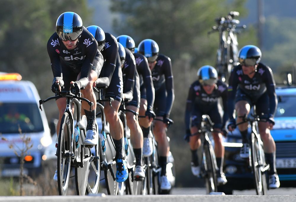 Team Sky on course for the opening time trial in Valencia