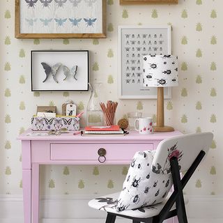 pink desk and chair