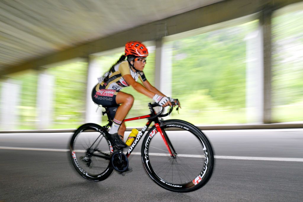 CASCATE DEL TOCE ITALY JULY 05 Carlotta Borello of Italy and Team Servetto Makhymo Beltrami TSA during the 32nd Giro dItalia Internazionale Femminile 2021 Stage 4 a 112km Individual Time Trial from Fondovalle to Cascate Del Toce 1714m ITT GiroDonne UCIWWT on July 05 2021 in Cascate Del Toce Italy Photo by Luc ClaessenGetty Images