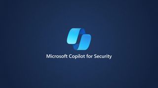 Microsoft Copilot for Security branding and logo pictured on a blue background.