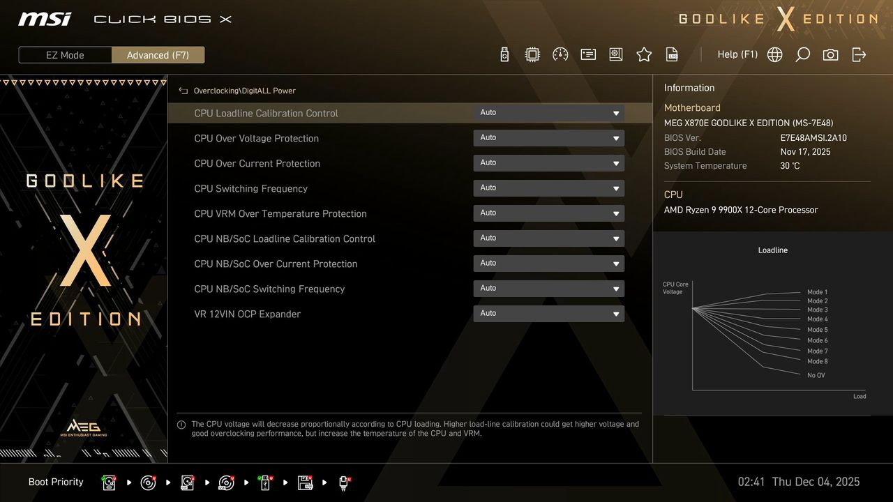 MSI X870E Godlike X - BIOS