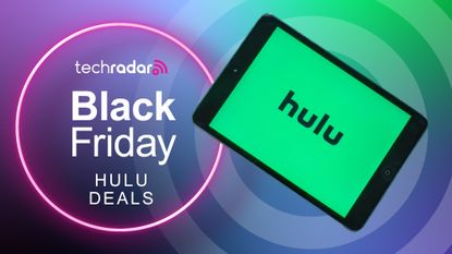 An iPad with the Hulu logo on it next to the words Black Friday Hulu deals 