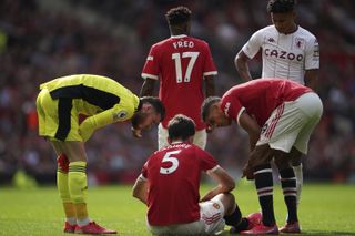 Harry Maguire was injured during Manchester United's 1-0 loss to Aston Villa.