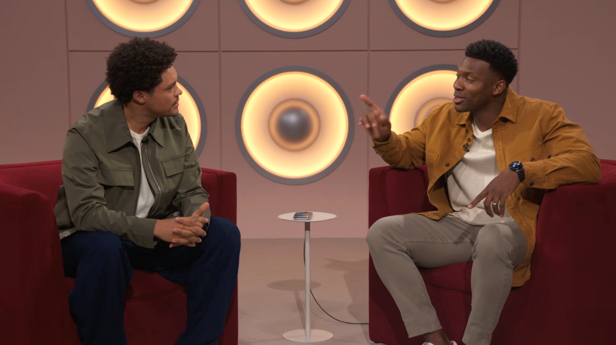 Trevor Noah and Jo&amp;euml;l Yawili at the Made by Google keynote