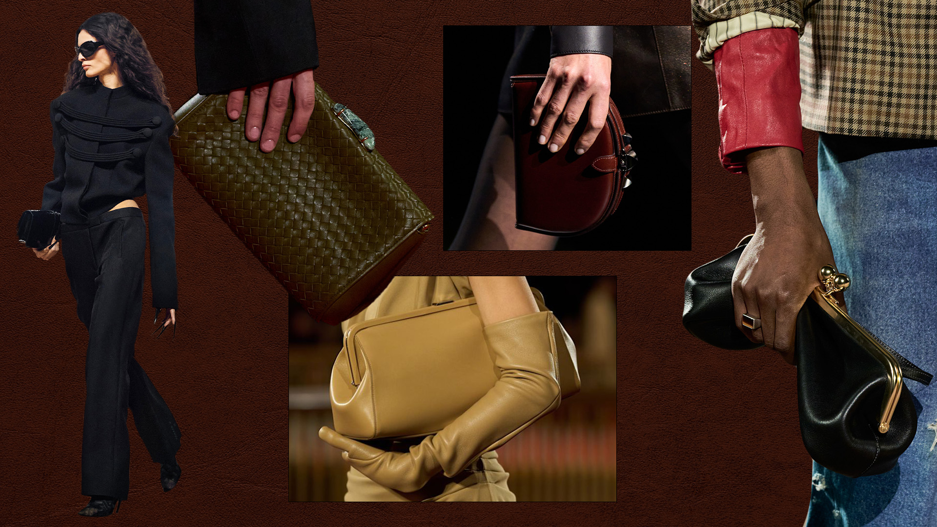 Detail images from the fall/winter 2026 runways featuring the everyday clutch handbag trend.