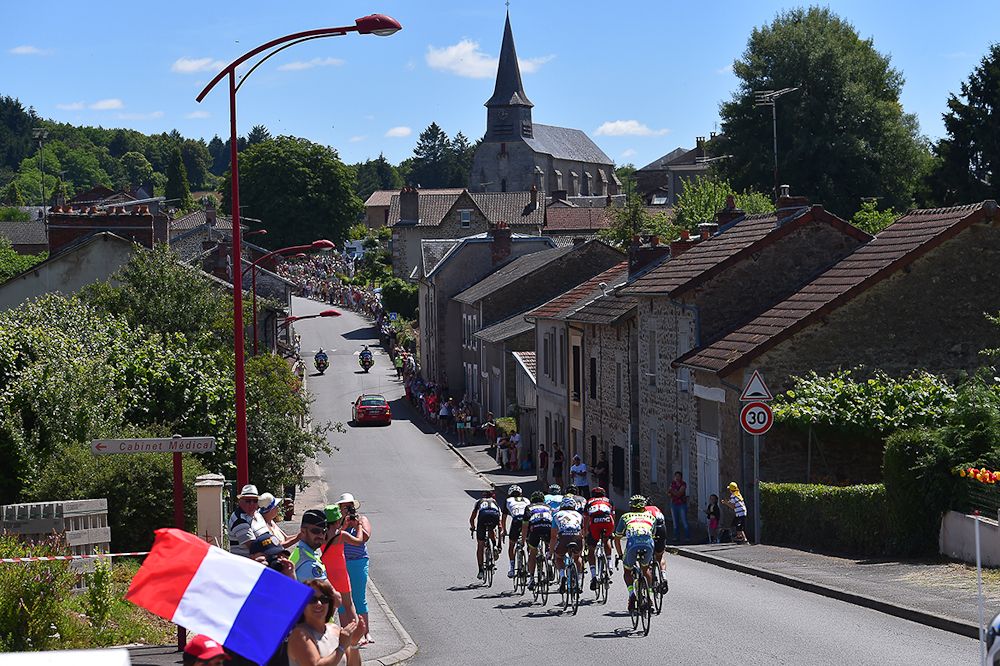 A breakaway gains traction during stage 5 at the Tour de France.