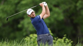 Patrick Cantlay of the United States plays his shot from the fourth tee during the first round of the 2024 PGA Championship at Valhalla Golf Club on May 16, 2024 in Louisville, Kentucky.