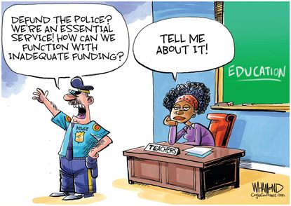 Editorial Cartoon U.S. police teacher funding