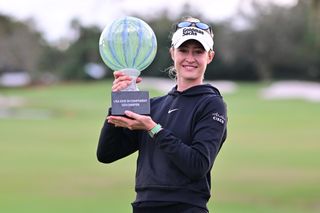 Nelly Korda holds the LPGA Drive On Championship trophy